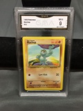 GMA Graded 1999 Pokemon Base Set Unlimited MACHOP Trading Card - MINT 9