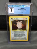 CGC Graded 2000 Pokemon Base 2 Set CLEFABLE Holofoil Rare Trading Card - NM-MT 8