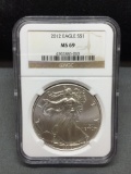 NGC Graded 2012 United States 1 Ounce .999 Fine Silver American Eagle Coin - MS 69