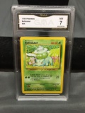 GMA Graded 1999 Pokemon Base Set Unlimited BULBASAUR Trading Card - NM 7