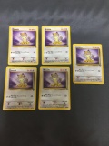 5 Card Lot of Jungle Starter MEOWTH Vintage Trading Cards from Vintage Pokemon Hoard