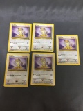 5 Card Lot of Jungle Starter MEOWTH Vintage Trading Cards from Vintage Pokemon Hoard