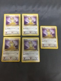 5 Card Lot of Jungle Starter MEOWTH Vintage Trading Cards from Vintage Pokemon Hoard