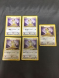 5 Card Lot of Jungle Starter MEOWTH Vintage Trading Cards from Vintage Pokemon Hoard