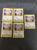 5 Card Lot of Jungle Starter MEOWTH Vintage Trading Cards from Vintage Pokemon Hoard