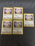 5 Card Lot of Jungle Starter MEOWTH Vintage Trading Cards from Vintage Pokemon Hoard