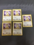 5 Card Lot of Jungle Starter MEOWTH Vintage Trading Cards from Vintage Pokemon Hoard