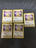 5 Card Lot of Jungle Starter MEOWTH Vintage Trading Cards from Vintage Pokemon Hoard