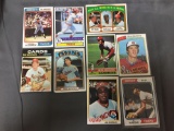 9 Card Lot of Vintage Baseball Card Hall of Famers, Super Stars & Rookie Cards from Massive