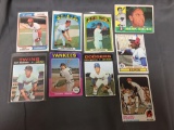 9 Card Lot of Vintage Baseball Card Hall of Famers, Super Stars & Rookie Cards from Massive