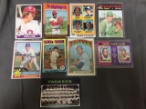 9 Card Lot of Vintage Baseball Card Hall of Famers, Super Stars & Rookie Cards from Massive