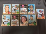 9 Card Lot of 1968 Topps Vintage Baseball Cards from Huge Collection