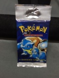 Sealed Pokemon Base Set Unlimited 11 Card Long Crimp Retail Booster Pack - Blastoise Art - 20.8