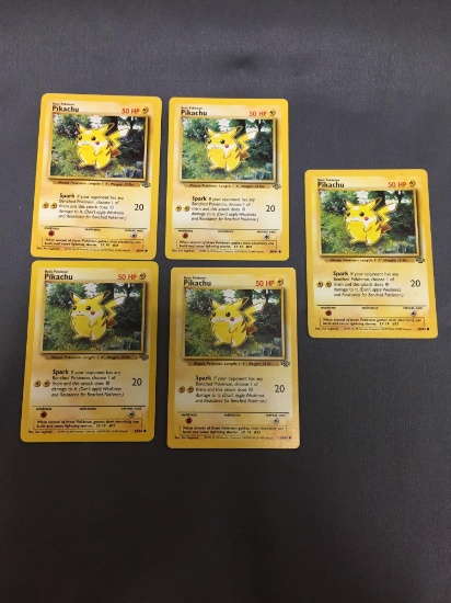 5 Count Lot Jungle Pikachu 38/82 Pokemon Trading Cards