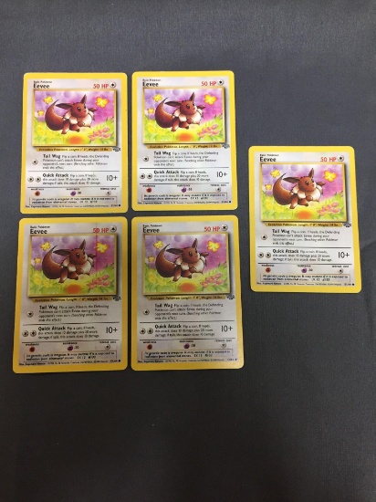 5 Count Lot of Jungle Eevee Pokemon Trading Cards