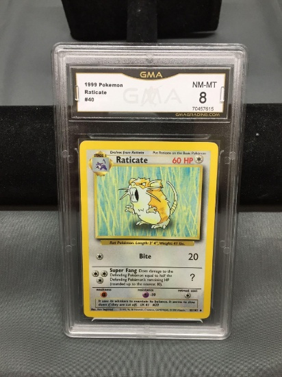 GMA Graded 1999 Pokemon Base Set Unlimited RATICATE Trading Card - NM-MT 8