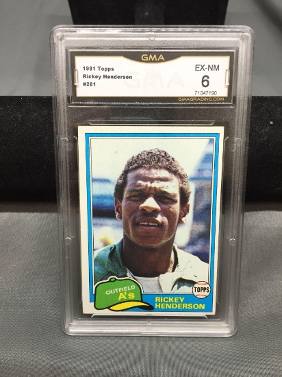 GMA Graded 1981 Topps #261 RICKEY HENDERSON A's Vintage Baseball Card - EX-NM 6