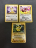 Jungle Pokemon 3 Card Starter Lot - Pikachu Meowth Eevee