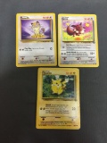 Jungle Pokemon 3 Card Starter Lot - Pikachu Meowth Eevee