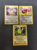 Jungle Pokemon 3 Card Starter Lot - Pikachu Meowth Eevee