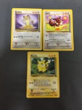 Jungle Pokemon 3 Card Starter Lot - Pikachu Meowth Eevee