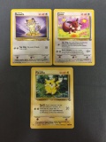 Jungle Pokemon 3 Card Starter Lot - Pikachu Meowth Eevee