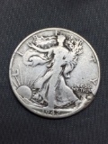 1942-D United States Walking Liberty Silver Half Dollar - 90% Silver Coin