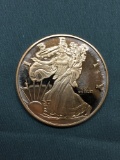 1 Ounce .999 Fine Copper Walking Liberty Style Copper Bullion Round Coin