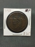 1838 United States 1 Cent Large Cent Penny Cent Coin