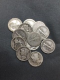 12 Count Lot of Mixed Mercury Silver Dimes & Barber Silver Dimes from Collection