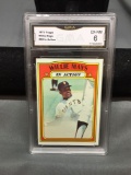 GMA Graded 1972 Topps #50 WILLIE MAYS Giants In Action Vintage Baseball Card - EX-NM 6