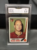 GMA Graded 1969-70 Topps #70 BOBBY HULL Black Hawks Vintage Hockey Card with Stamp - EX+ 5.5