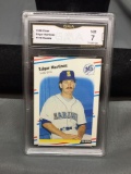 GMA Graded 1988 Fleer #378 EDGAR MARTINEZ Mariners ROOKIE Baseball Card - NM 7