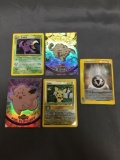 Lot of 5 Vintage Pokemon Holo Holofoil Trading Cards from Collection