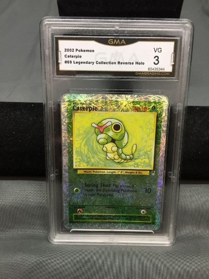 GMA Graded 2002 Pokemon Legendary Collection CATERPIE Reverse Holofoil Trading Card - VG 3
