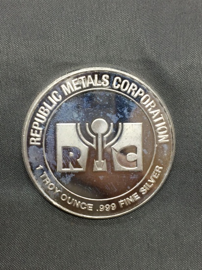 1 Troy Ounce .999 Fine Silver Republic Metals Corp Silver Bullion Round Coin