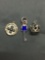 Lot of Three Sterling Silver Charms, One Cross Themed, Enameled Skeleton Key & Catholic Crown