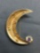 Kramer Designer Vintage 1950's Era Gold-Tone Textrued 2.5in Long 1.5in Wide Moon Brooch w/ Round