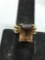 Rectangular Brilliant Faceted 14x10mm Smokey Topaz Center Double Split Shank 10kt Gold Signed