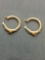 High Polished Round 20mm Diameter 3mm Wide Signed Designer Pair of 10kt Gold Hoop Earrings w/ Rose