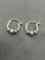 Bead Ball Detailed 15mm Diameter 4mm Wide Pair of Sterling Silver Hoop Earrings