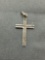 Textured & High Polished Detailed 23mm Long 13mm Wide Sterling Silver Cross Pendant