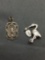 Lot of Two Catholic Themed Sterling Silver Items, One Virgin Mary Pendant & One Stork w/ Baby Girl