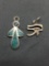 Lot of Two Sterling Silver Pendants, One Turquoise & Onlyx Inlaid & One Egyptian Themed