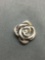 Thai Made Antique Finished 20mm Diameter Rosebud Detailed Signed Designer Sterling Silver Pendant
