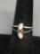 Twin Diagonal Set Oval Mother of Pearl Centers Split Shank Sterling Silver Ring Band