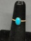 Oval 8x5mm Turquoise Cabochon Center Sterling Silver Ring Band