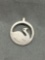 Handmade High Polished Round 18mm Diameter Sterling Silver Swan Pendant