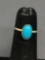 Oval 8x5mm Turquoise Cabochon Center Sterling Silver Ring Band