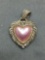 Judith Ripka Designer Detailed 25mm Tall 23mm Wide Sterling Silver Enhancer Pendant w/ Pink Faux